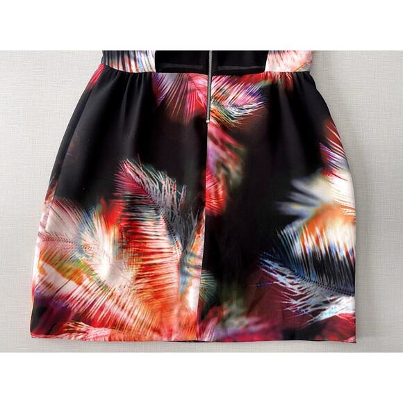 Sandro Sz 3/US 8 Bold Feather Print Dress Black Mini Sheer Cocktail Artsy French - Picture 10 of 13